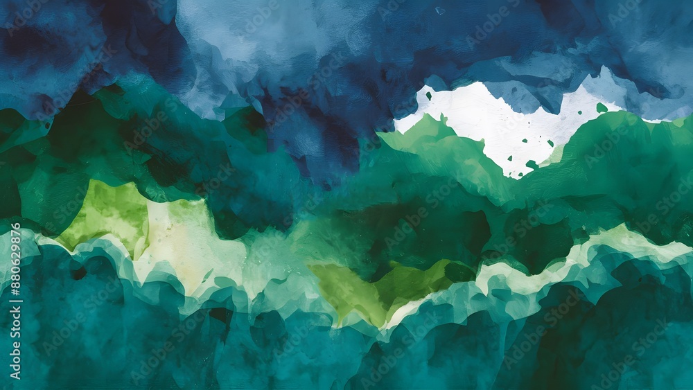 Aufkleber abstract watercolor paint background by teal color blue and green with liquid fluid texture with abs