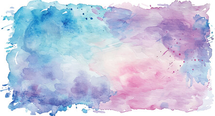 watercolor square rectangle background with brushstrokes and splashes, blue and pink © Iryna