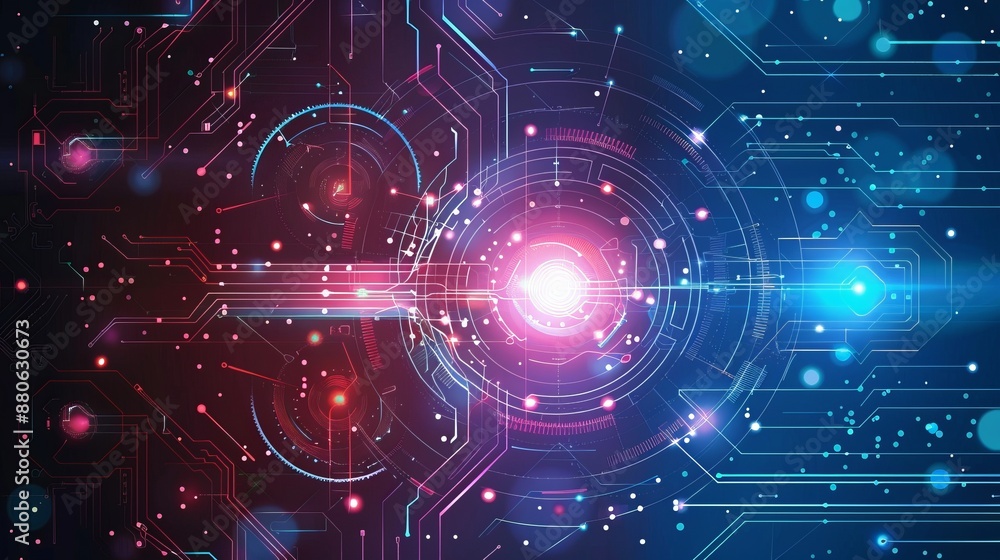 Poster abstract technology communication data science background with futuristic digital interface, blue ge