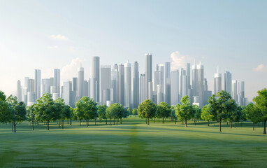 Obraz premium Future urban landscape with perfect integration of science and technology and ecology