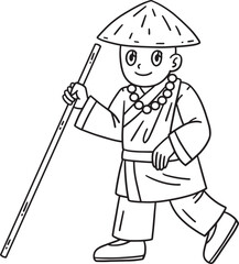 Buddhism Buddhist Pilgrim Isolated Coloring Page 