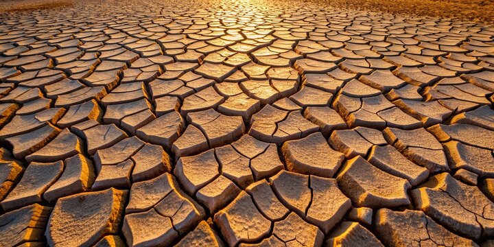 Abstract patterns in cracked desert soil