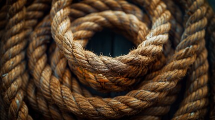 Obraz premium Closeup of coiled nautical rope marine texture and pattern for backgrounds