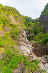 A small waterfall.

High-altitude areas near Dalat in Vietnam. 