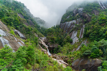 A small waterfall.

High-altitude areas near Dalat in Vietnam. 