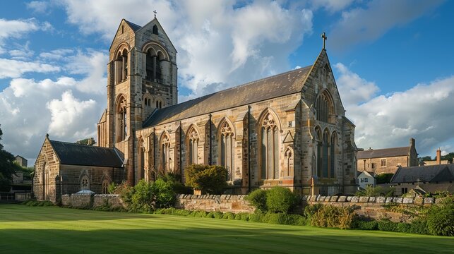 Hexham Abbey is a historic church located in Northumberland, England. It was built in medieval times and is still used as a place of worship today.