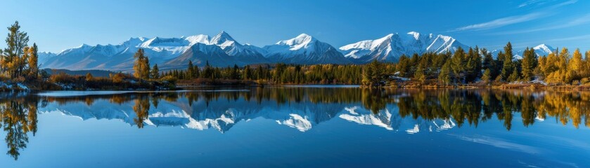 Majestic Snow-Capped Mountains Reflecting in Serene Lake, Breathtaking Natural Beauty