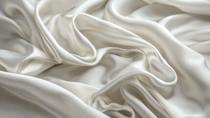 Obraz premium Silky smooth white fabric with a faint gray satin texture. The background is a soft blur, creating a delicate and ethereal feel.