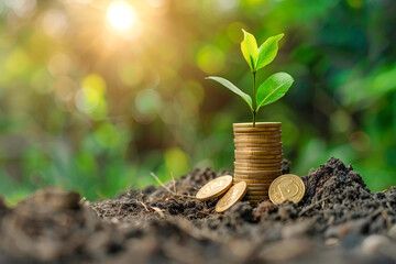 growing money tree growing from coins
