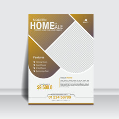 Real estate property sale flyer design, simple real estate poster cover magazine template.