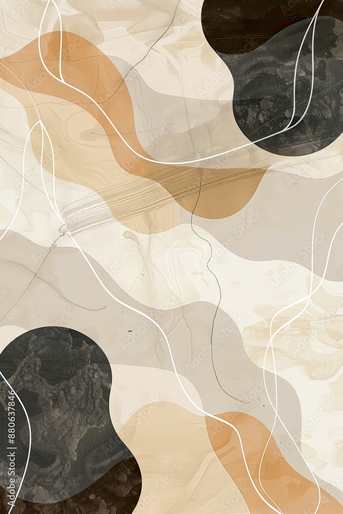 Poster an abstract painting of some rounded lines and shapes