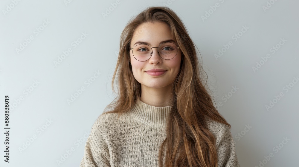 Wall mural The young woman with glasses