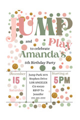 Jump and Play Children invitation Birthday Party invitation