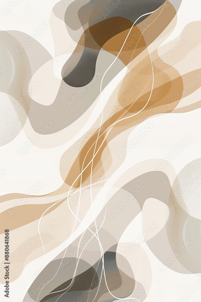 Poster an abstract painting of some rounded lines and shapes
