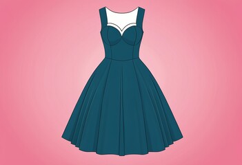 Obraz premium Sleeveless Cocktail Dress Vector Graphic for Your Designs