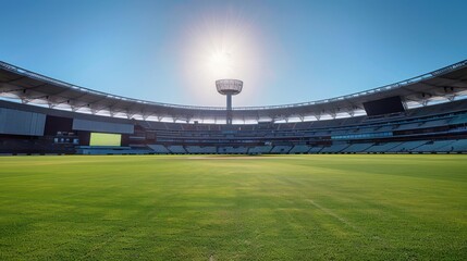 Modern Stadium Under Blue Sky