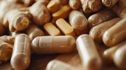 Ginseng supplements, detailed and colorful, healthy lifestyle,