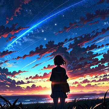 エモいアニメ画、anime-style image