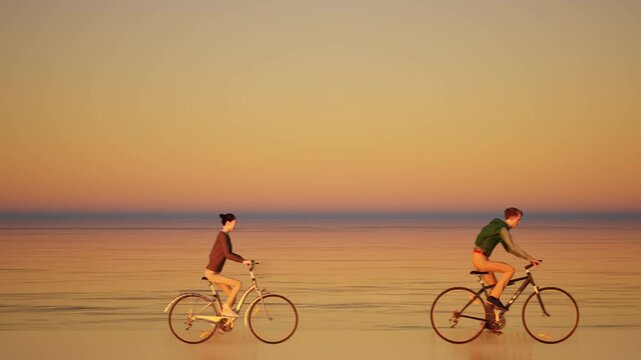 rider dock bicycle promenade horizon water sea