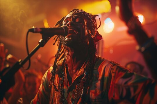 A Male Reggae Singer Performing Live at a Concert