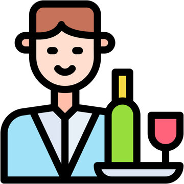 recommend clip art: Vector Icon Waiter, Food Tray, Food Serving, Boy, Man