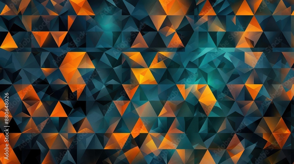 Poster create a seamless, repeating pattern using a triangular grid. the colors should be a dark blue backg