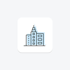 High-Rise Building color shadow thinline icon , vector, pixel perfect, illustrator file