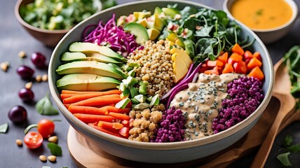 Top view delicious salad on the table