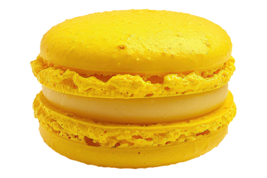 Yellow macaroons isolated on transparent background