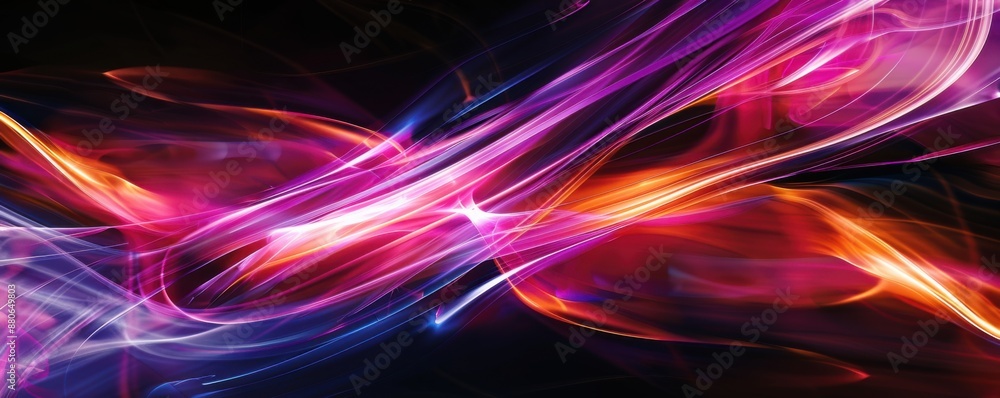 Poster illuminated motion - abstract light trails forming dynamic shapes in energetic modern display