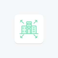 Building Expansion duotone line icon , vector, pixel perfect, illustrator file