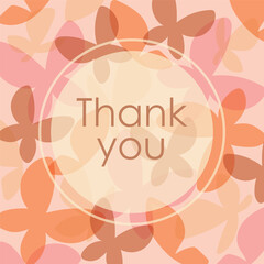Obraz premium thank you card with butterflies, square vector illustration in nature colors, abstract butterflies background with thank you text in round frame, template for cards,banner,poster,print,wallpaper