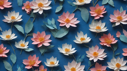 Blue background. Beautiful Japanese paper. Generative AI