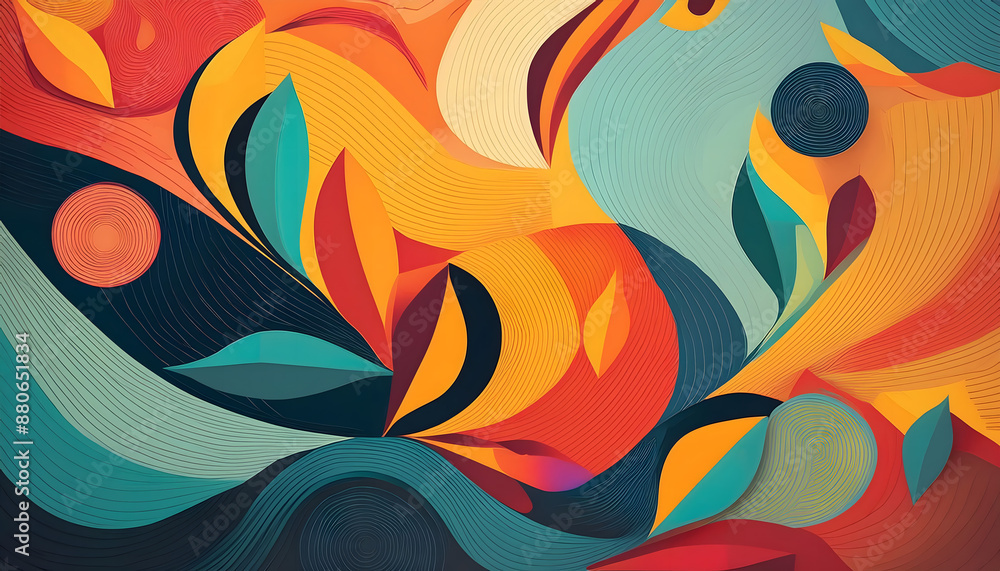Poster  Abstract Art Design- A creative and artistic abstract background with bold shapes and color_1(34)