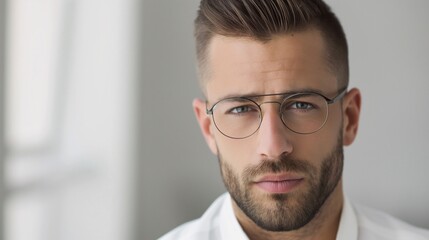 Fototapeta premium man with a neat side part, looking professional