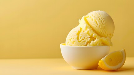 Lemon Ice Cream with Lemon Slice.