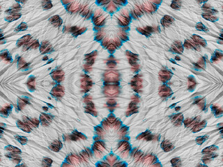 Blue Seamless Mark. Ink Watercolour Tie Die Blot. Tie Dye Wash Seamless Grunge. Ink Color Brush....