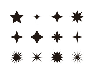 A set of light, star, shine, bright, spark, illuminated icon illustrations with twinkle effect.