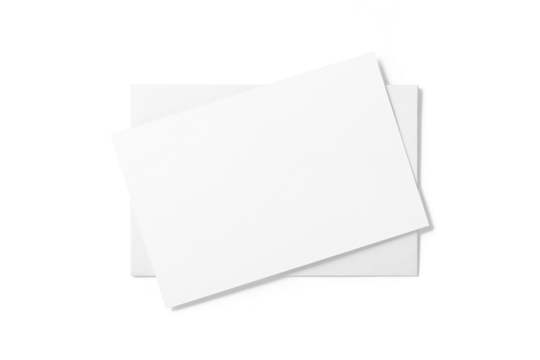 Paper envelope mockup with paper sheet isolated on a transparent background, PNG. High resolution.
