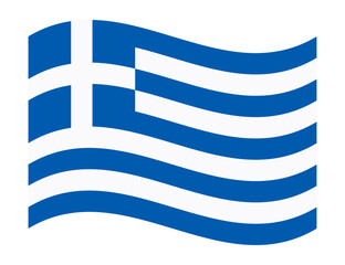 Wavy flag of Greece, isolated on transparent background. Flag of the Hellenic Republic. Vector illustration
