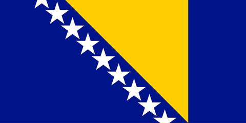 The official national flag of Bosnia and Herzegovina. Correct proportions and colors. Vector illustration