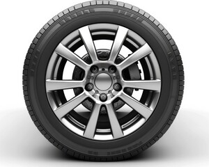Fototapeta premium Tire. Car Wheel with Straight White Stripes on Isolated Background