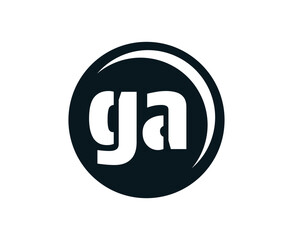 GA sport emblem or team logotype. Ball logo with a combination of Initial letter G and A for balls shop, sports company, training, club badge.