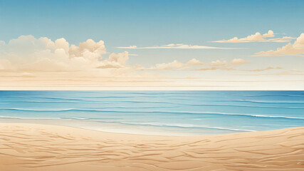Design a peaceful beach with a gradient from light blue to sandy beige."