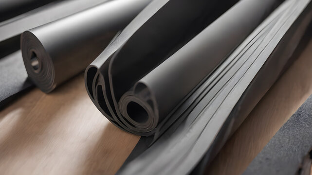 Close-up rubber sealing strips for waterproof doors. A pile of rubber twisted into rolls. Generative AI