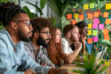 diverse of young people brainstorm in a meeting
