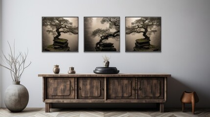 Zen Interior Design with Tree Artwork.
