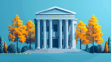 Financial Ruin Flat Design Front View: Asset Forfeiture Animation in Triadic Color Scheme