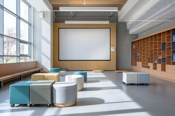 Modern classroom interior design at the school. The auditorium at the university. Lecture room.