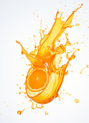 Orange juice splash with orange on white background, GenerativeAI, fresh drink